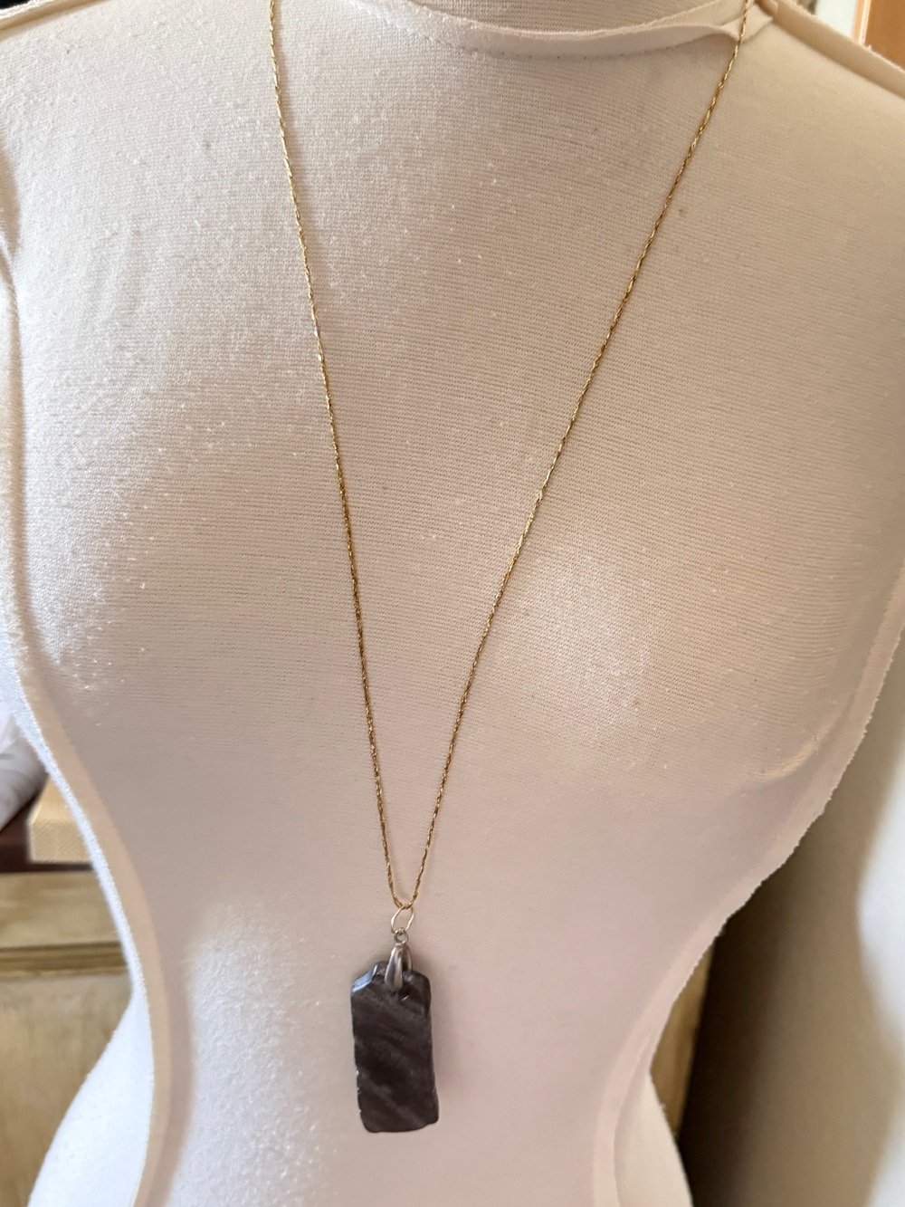 Vintage raw shungite Stone silver wrapped Pendant Necklace boho festival